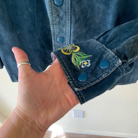RARE VINTAGE LEATHER! Pioneer Wear Vintage Suede Jacket Embroidered Size LG - Picture 3 of 16